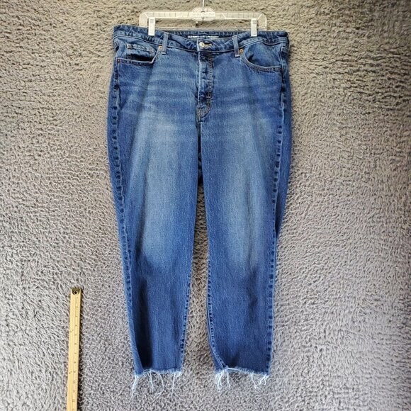Old Navy Jeans Womens 18 Blue High-Rise OG Straight Stretch Frayed Hem - Picture 1 of 12